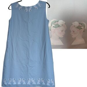Le Galeriste Light Grey Shift Dress Unique Pattern Made In Montreal Medium
